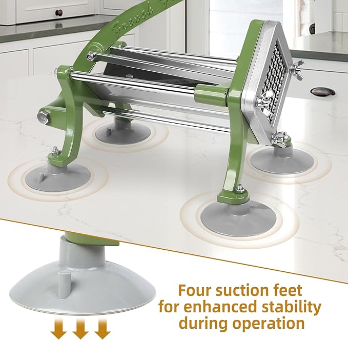 French Fry Cutter Commercial Potato Slicer with Suction Feet Complete Set, Includes 1/4", 3/8",1/2",8 Pieces,6 Pieces