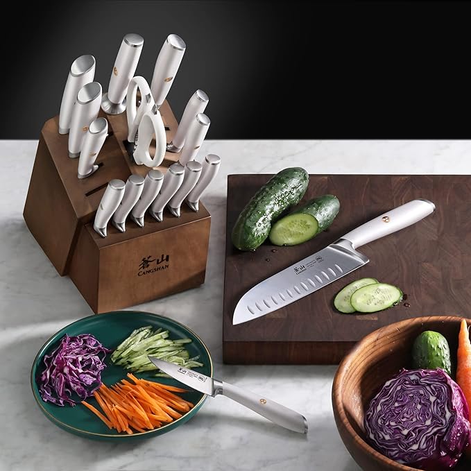 Cangshan L1 Series 17-Piece Knife Set, Forged German Steel (White)