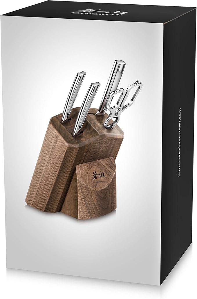 Cangshan N1 Series 1022605 German Steel Forged 5-Piece Starter Knife Block Set, Walnut