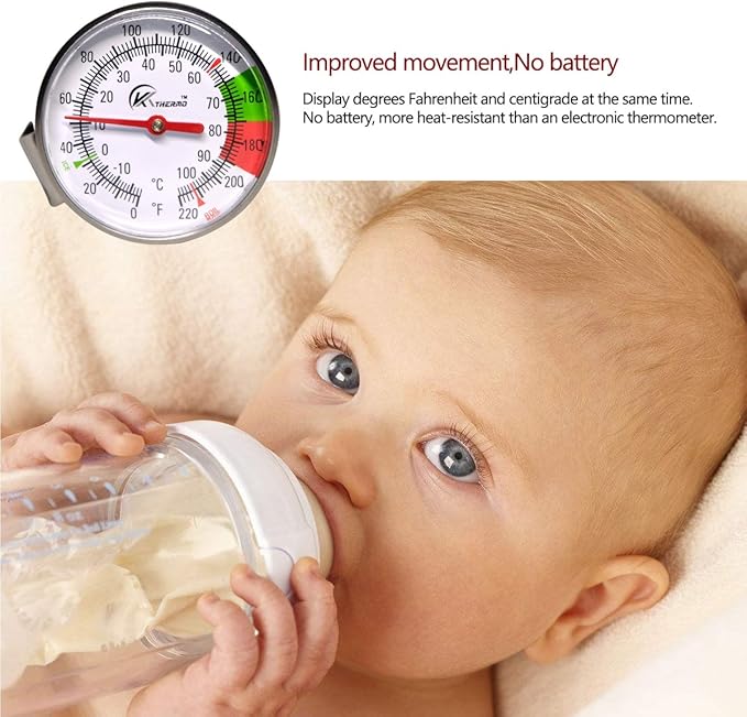 KT THERMO Instand Read 2-Inch Dial Thermometer(2 Pack),Best for The Coffee Drinks,Chocolate Milk Foam