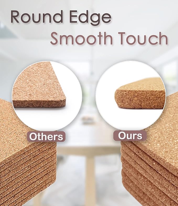 Cork Trivet, 4 Pcs High Density Thick Square Cork Trivets for Hot Dishes, 8 Inch Heat Resistant Multifunctional Cork Coaster, Cork Hot Pads for Table & Countertop