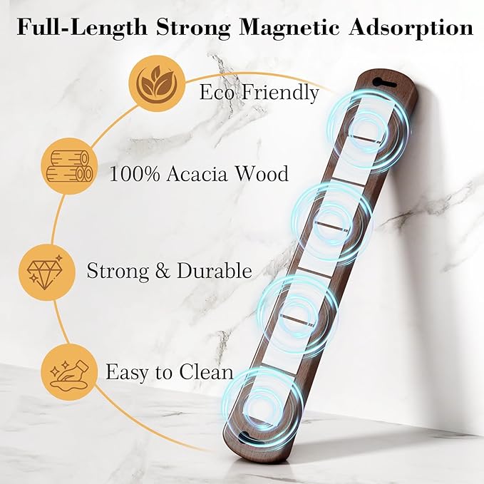 Magnetic Knife Holder for Wall, 24 Inch Extra Large Wood Knife Strip with Strong Magnetism, Space Saver Organizer for Farmhouse/Restaurant Kitchen, Housewarming Gifts