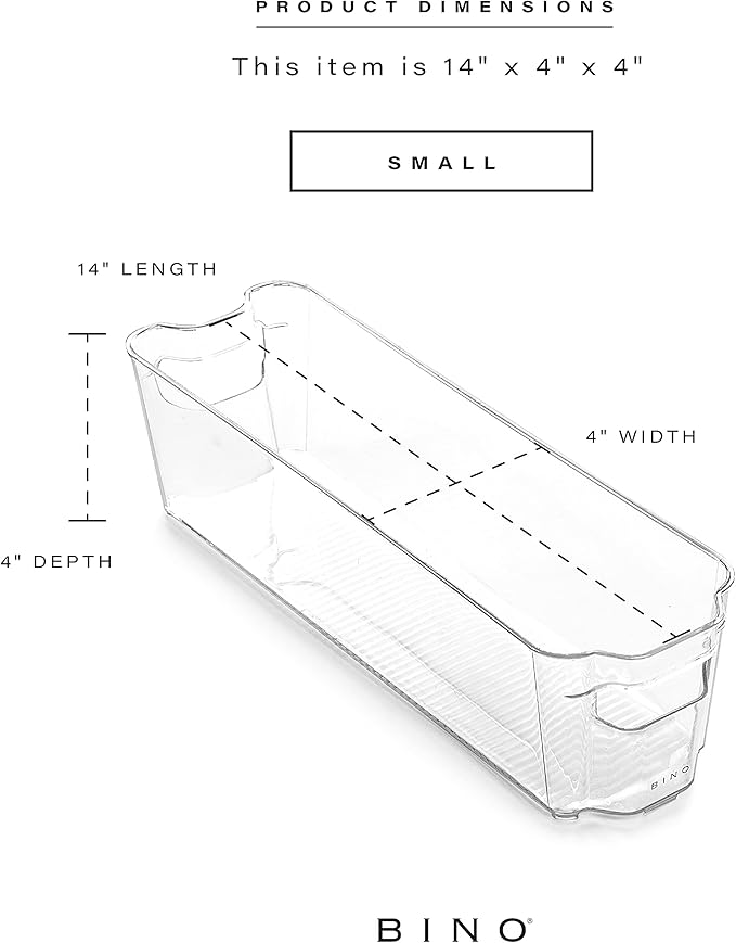BINO | Stackable Storage Bins, Small - 4 Pack | The Stacker Collection | Clear Plastic Storage Bins | Organization and Storage Containers for Pantry & Fridge | Multi-Use Organizer Bins | BPA-Free
