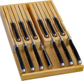 Domax Bamboo In-drawer Knife Block - Knife Drawer Organizer Insert Large Handle Steak Knife Holder, Kitchen Drawer Knife Organizer Fits for 12 knives and 1 Sharpening Steel (Not Included)