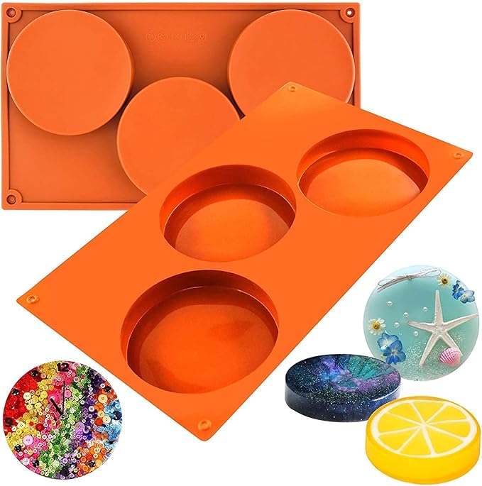 Funshowcase Large Round Disc Candy Silicone Mold 3-Cavity