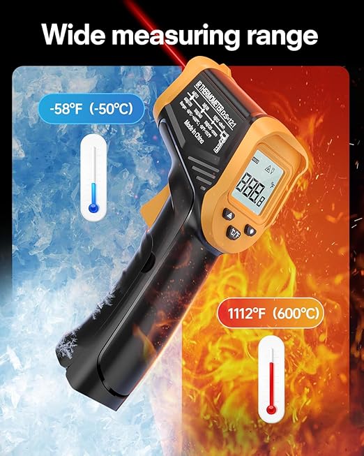 Eventek Infrared Thermometer Gun, Laser Thermometer Temperature Gun -58°F to 1112°F, IR Temp Gun for Cooking, Pizza Oven Accessories, Griddle, AC, Barbecue, Air Thermometer, Kitchen Cooking,Meat