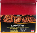 casaWare Toaster Oven 12 x 11-Inch Baking Sheet with a 1.5-Inch Handle (Red Granite)
