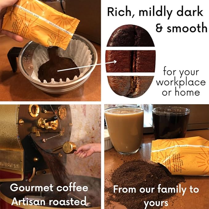 Sarasota Coffee Ground Packets | Gourmet Flavored Medium Roast Bulk Coffee Packs | Pumpkin Spice | Low Acid Mold Free Singles Individual Pouches for 12 Cup Coffee Maker | 2 Ounce Bags, 36 Count