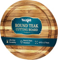Yes4All Round Teak Cutting Boards for Kitchen, [16"D x 1"Thick] Edge Grain Cutting Board, Teak Wood Serving Board, Food Safe Surface for Slicing and Serving,Wood Charcuterie Board with Build In Handle
