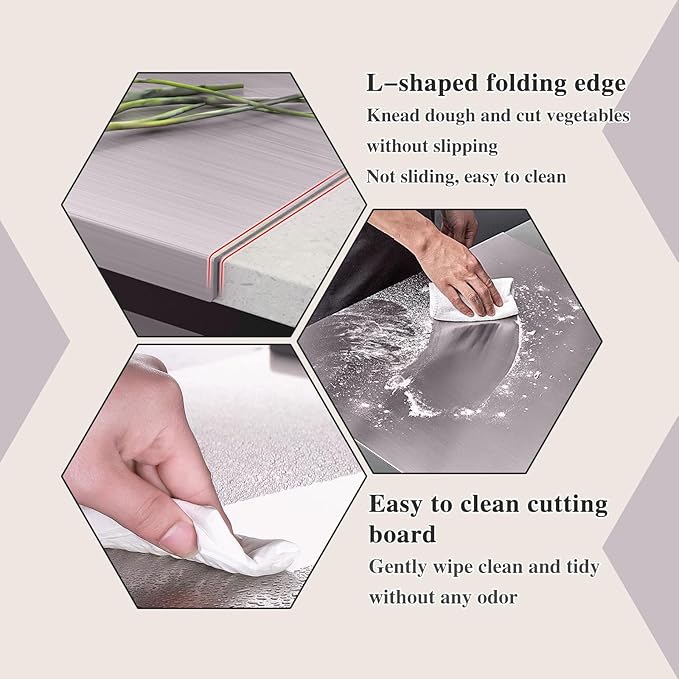 Stainless Steel Cutting Board for Kitchen - 304 Stainless Steel Chopping Boards for Baking, Double-Sided Use for Raw & Cooked Food - Ideal for Homemade Pasta, Pizza & Bread Making (11.8×15.7×0.06")