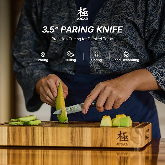 KYOKU Paring Knife - 3.5" - Shogun Series - Japanese VG10 Steel Core Damascus Blade - with Sheath & Case