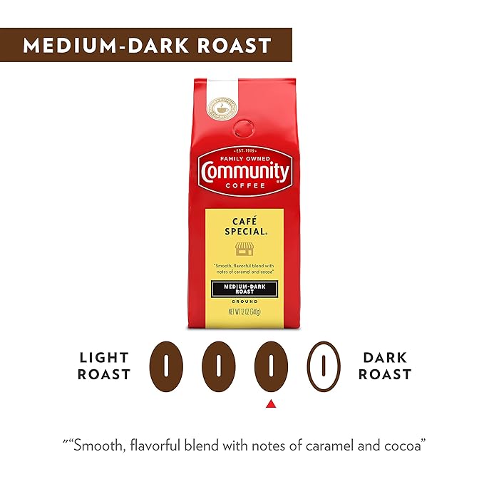 Community Coffee Café Special Blend Ground Coffee, Medium-Dark Roast, 32 Ounce Bag (Pack of 4)