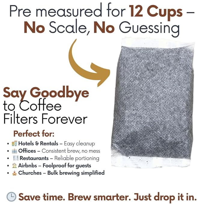 Ground Flavored Coffee In Filter Packs | Medium Roast Low Acid Mold Free Pouches | Sampler Packets | Salted Caramel Gourmet Powder Bags for 10-12 Cup Drip Maker | Highest Rated Individual Premeasured Coffee