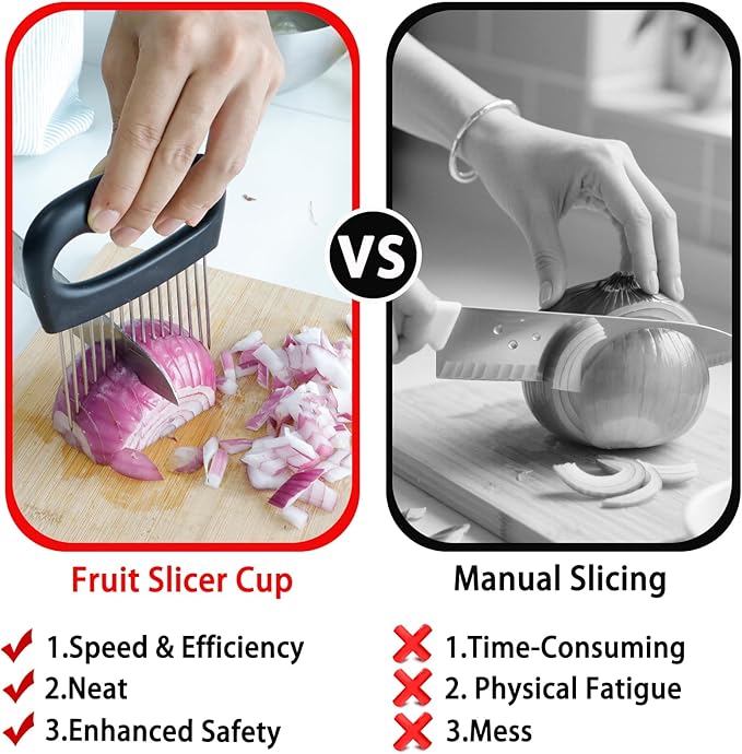 NOVANO Large Onion Slicer & Meat Tenderizer,Kitchen Cooking Tool for Tenderizing, Onion Cutter Vegetable Chopper, Stainless Steel Tomato Slicer with 16 Long Needles, for Potato Lemon