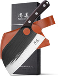 SHANGDAO Meat Cleaver Knife 7.8", Butcher Knife for Meat Cutting, High-carbon steel Chopper Knife, Vegetable Cleavers, Forged Blade & Wood Handle, Camping Thanksgiving Christmas Gifts