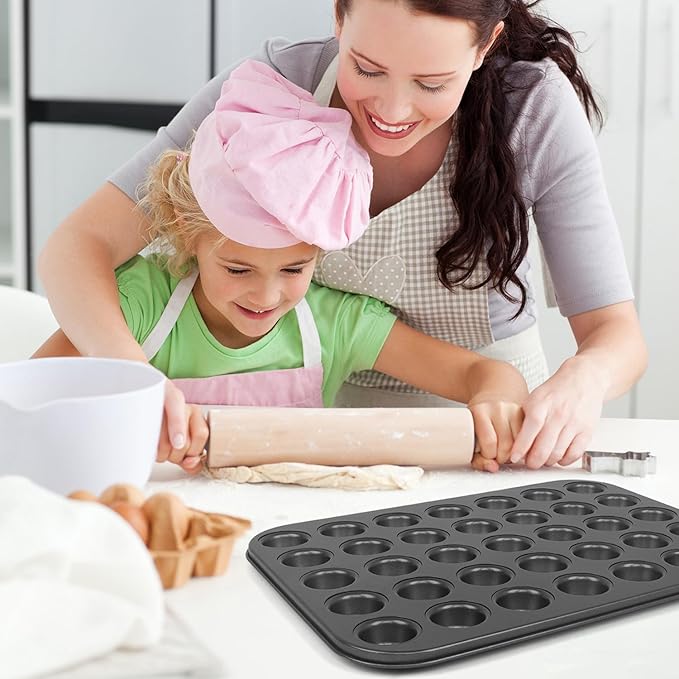 Muffin Pan, 2 Pcs 35 Cup Cupcake Pan Muffin Tin Non Stick Muffin Pan Steel Mini Muffin Tin For Baking Cheesecake Tailgate Party Supplies, Dishwasher Safe, 13.8 X 10.4 X 0.8 Inches