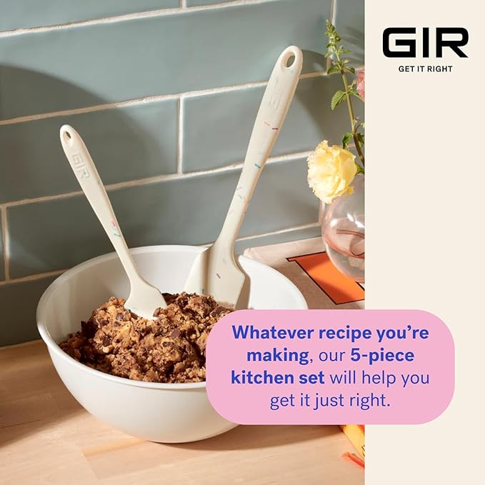 GIR: Get It Right 5 Piece Silicone Ultimate Kitchen Utensils Set - Ladle, Spatula, Flip, Spoon & Spoonula - Non-Toxic Cooking Utensils for Nonstick Cookware, Cooking and Baking - Red