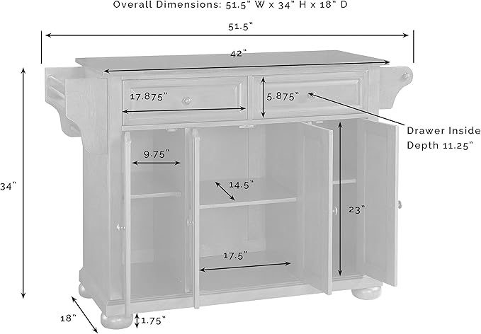 Crosley Furniture Alexandria Stainless Steel Top Rolling Kitchen Island Storage Cart, Spice Rack, Mahogany