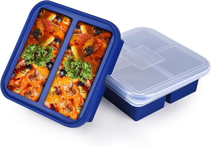 2 Cup Silicone Freezer Molds 2 Pack Silicone Freezer Tray with Lid Make 4 Perfect 2-Cup Portions - Easy Release Molds for Food Storage & Freeze Soup, Broth, Stew or Sauce