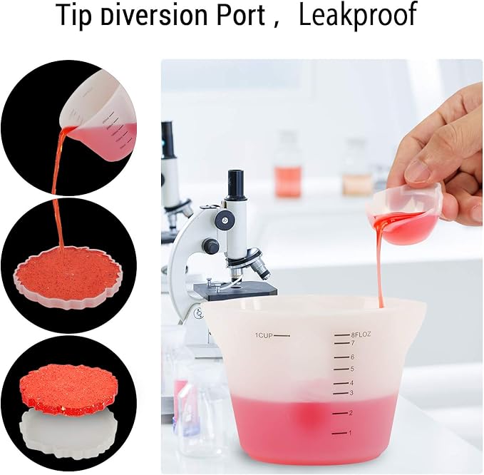 Gartful 250ml Resin Measuring Cups, 3PCS Large Silicone Resin Mixing & Pouring Cups, Reusable Easy Clean for Epoxy, Jewelry Casting Molds, Making Handmade Craft, 8 oz