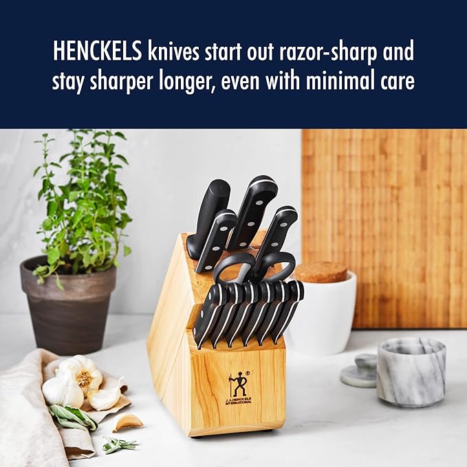 HENCKELS Solution Razor-Sharp 4-inch Compact Chef Knife, German Engineered Informed by 100+ Years of Mastery, Black/Stainless Steel