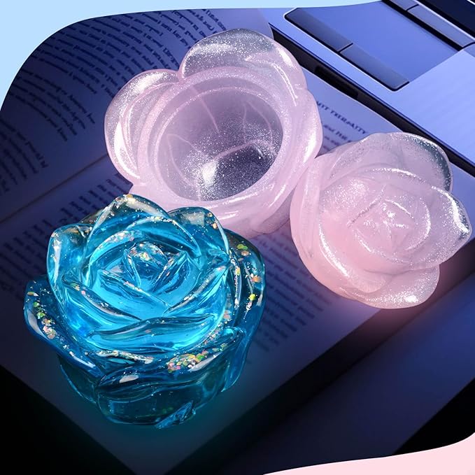 Rose Silicone Mold Large Rose Mold Unique UV Resin Molds Epoxy Resin Molds 3D Storage Jar Silicone Molds for Resin with Lid Valentine's Day Resin Jar Molds