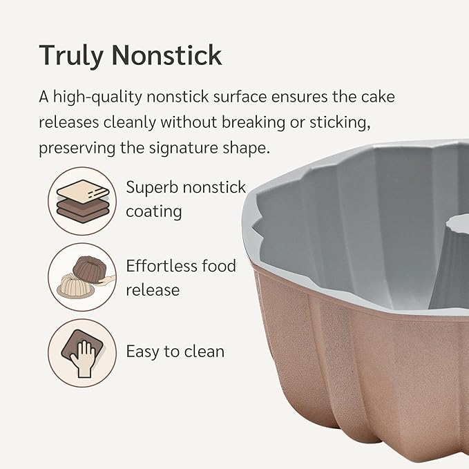 HAPPIELS INARA 10 Cup Fluted Tube Cake Pan Nonstick, PFOA Free Fluted Cake Pan for Baking, Pound Cake Mold for Oven, Cake Molds And Cake Pans, Tube Mold, Pound Tin