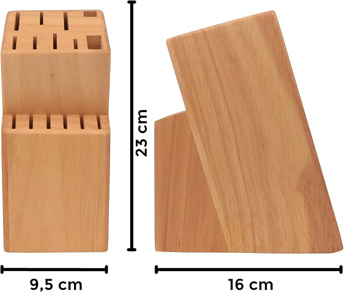 Kitchen knife holder elegant & sturdy (15 slots). Universal knife block with slots for knives, scissor and sharpenner. Knife Block without Knives. Kitchen knife holders for counter top. (Pine)