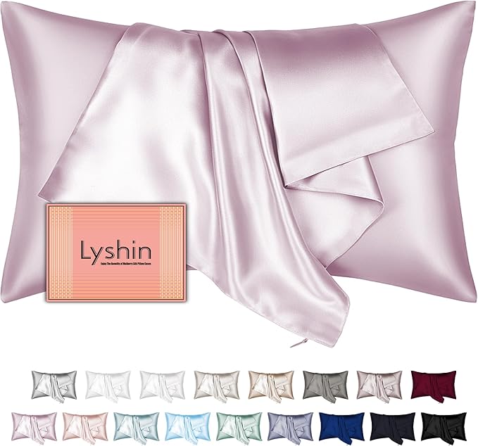 Mulberry Silk Pillow Cases King Size with Hidden Zipper, Ultra Smooth and Soft Breathable Cooling Silk Satin Pillowcase for Hair and Skin, Gifts for Women Men (Lavender Purple, 20x36 Inches, 1 Pack)