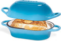 Dutch Oven For Sourdough Bread Baking – Enamelled Cast Iron Bread Loaf Pot – Oven Safe Non Stick Bread Pot – Rectangular,Light Blue, 24cm x 16cm – by Nuovva