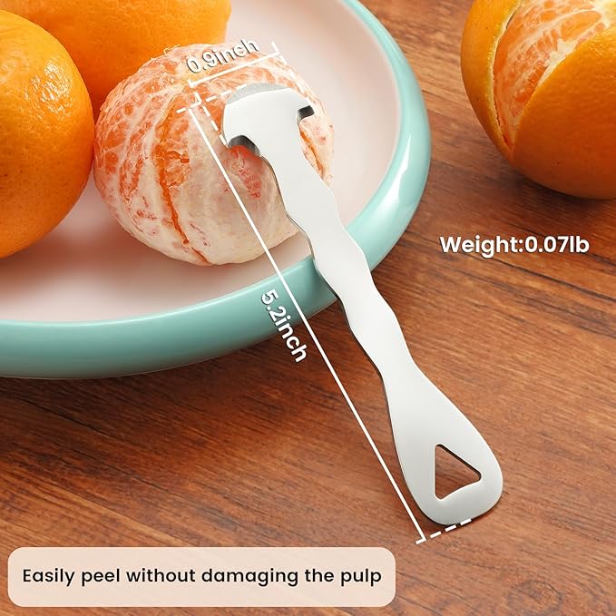 2 Pcs Stainless Steel Orange Peeler Citrus Peeler Fruit Remover Opener Ergonomic Safe Cutter & Slicer Tool for Grapefruits, Lemons