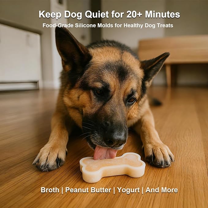 5IN Big Bone Dog Cat Treat Molds 2 Pack, DIY Flavors for Puppy. Food Safe Silicone for Oven. Large Ice Cube Mold for Pet Chew, Cooling. Pets Birthday Cake Baking. Fun Gift for Dog Lover