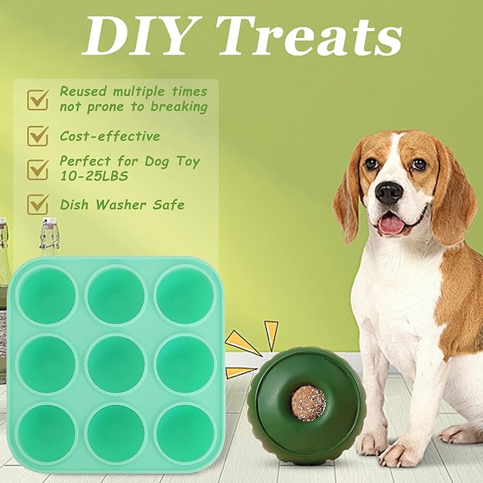 9Cavities Silicone Dog Treat Mold for Woof Pupsicle & Power Chewer Pupsicle, Frozen Dog Treat Molds for Making Refill Treats, Reusable Treat Tray for The Pupsicle Toy 10-25lbs (Small)