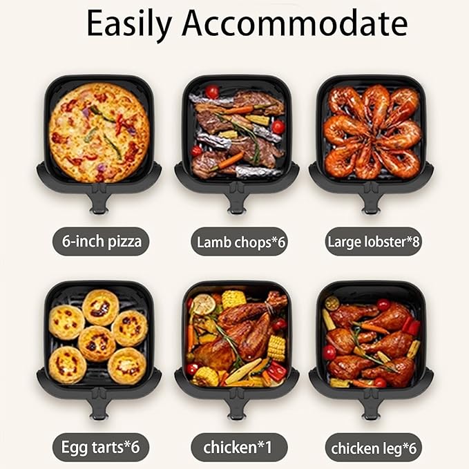 AK Air Fryer 10L Large Capacity Digital Touchscreen – Family Size Oil-Free Hot Air Fryer with 1400W Power, 360° Surround Heating, Healthy Low-Fat Cooking Appliance, ABS+PP+Stainless Steel Body