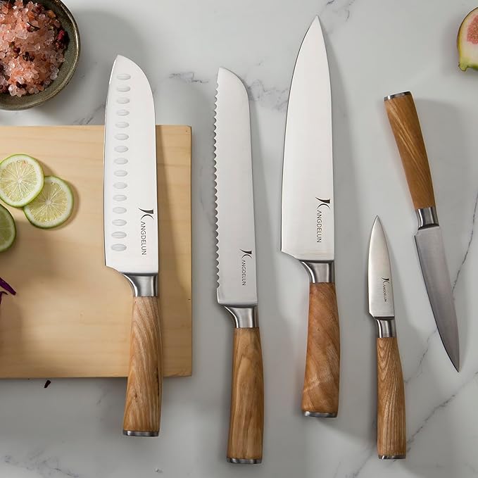 Natura Series 14 PCS Knife Block Set, Ultra Sharp High Carbon Stainless Steel with Wooden Handle
