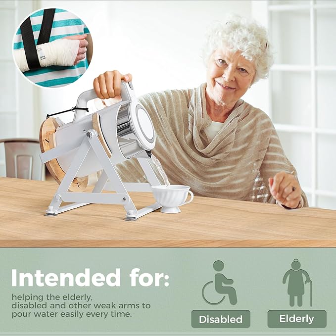 Multi-Purpose Kettle Tipper for Disabled and Seniors, Premium Metal Kettle Tipping Bucket Holder Suitable for Electric Kettle 1.5-2 Liters, Daily Living Drinking Aids for Effortless Pour Every Time