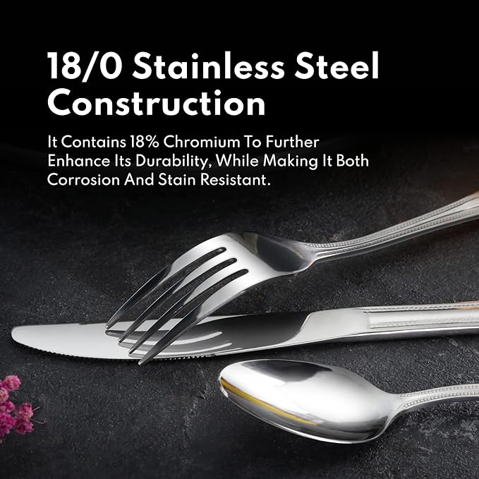 New Star Foodservice 58901 Shell Pattern, 18/0 Stainless Steel, 36 piece Flatware Set
