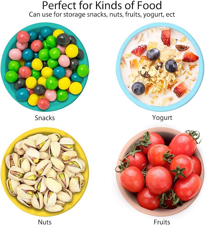 1-Cup Silicone Food Storage Containers with Lids, 4 Pack 8.5 oz Reusable Snack Fruits Containers Cups Leak Proof Soup Freezer Molds Small Lunch Box BPA Free for Kids Baby Daycare School Travel Baby