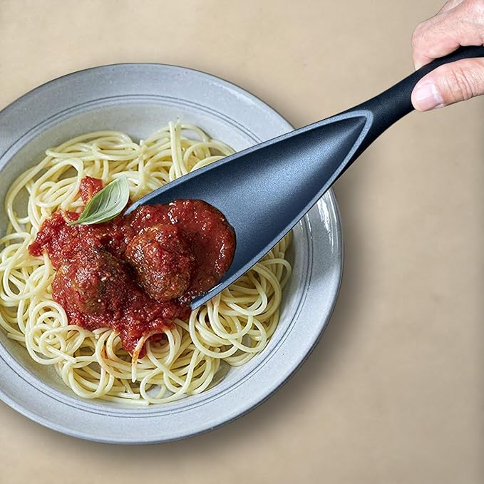 Silicone Spatula Spoon, Great for Both Cooking and Serving Durable BPA-Free Matte Black Silicone, Seamless Design, Safe for Nonstick Cooking Surfaces, 2-Pcs, Black