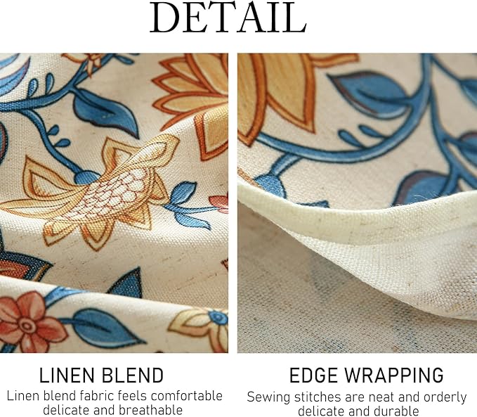 ISAENNE Designer Bohemian Floral Small Rectangle Tablecloth,Linen Colorful Table Cloth,Wrinkle Resistant Decor Tablecloths for Dining Thanksgiving Kitchen Party Christmas,55"*71"-Estevan B