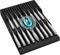 Lifewit Magnetic Drawer Knife Organizers Insert, Kitchen Plastic In Drawer Knife Block Slots for 16 Knives and 1 Sharpening Steel, Extra Large Steak Chefs Knives Holder Storage Sets, Black