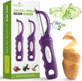 Spring Chef Professional Purple Swivel Potato Peelers for Kitchen, Stainless Steel Veggie Peeler with Soft Grip Handle, Dishwasher Safe, Grate for Peeling Apple, Fruit, Carrot, Cucumber, Purple