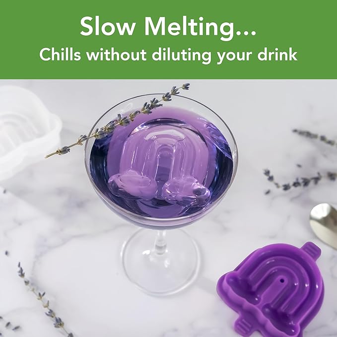 Tovolo Ice Cubes Mold Pack of 2 Large Craft Ice Molds for Whiskey Bourbon Cocktails, Easy Fill No Leak Silicone Ice Molds Gift for Him Stackable Dishwasher Safe BPA Free Heart Ice