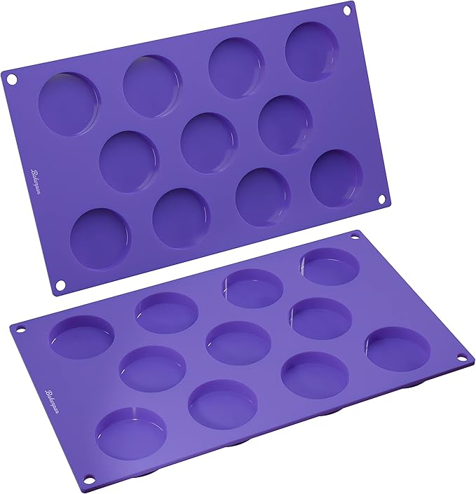 Bakerpan Silicone Mini Muffin Top Pans - Set of 2 - Small Round Molds for Tarts, Cookies, Candy, Chocolate