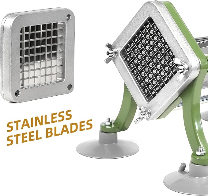 French Fry Cutter Commercial Potato Slicer with Suction Feet Complete Set, Includes 1/4", 3/8",1/2"