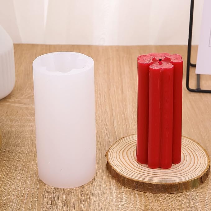 Four Leaf Clover Cylinder Silicone Candle Mold Silicone Soap Mold Fondant Chocolate Cake Candy Mould Epoxy Resin Casting Mold DIY Wax,Polymer Clay