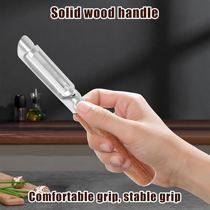5Pcs I Style Stainless Steel Vegetable Peeler for Fruit Veggie Heat Resistant Incisive Cucumber Peeler With Solid Wood Handle for Home Kitchen Use