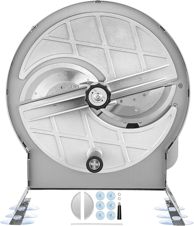 VEVOR Manual Vegetable Fruit Slicer, 0-0.5"/0-12mm Thickness Adjustable Commercial Slicer Machine, Stainless Steel Food Cutter Slicing Machine with 2 Spare Blades, for Potato, Cucumber, Lemon, Tomato