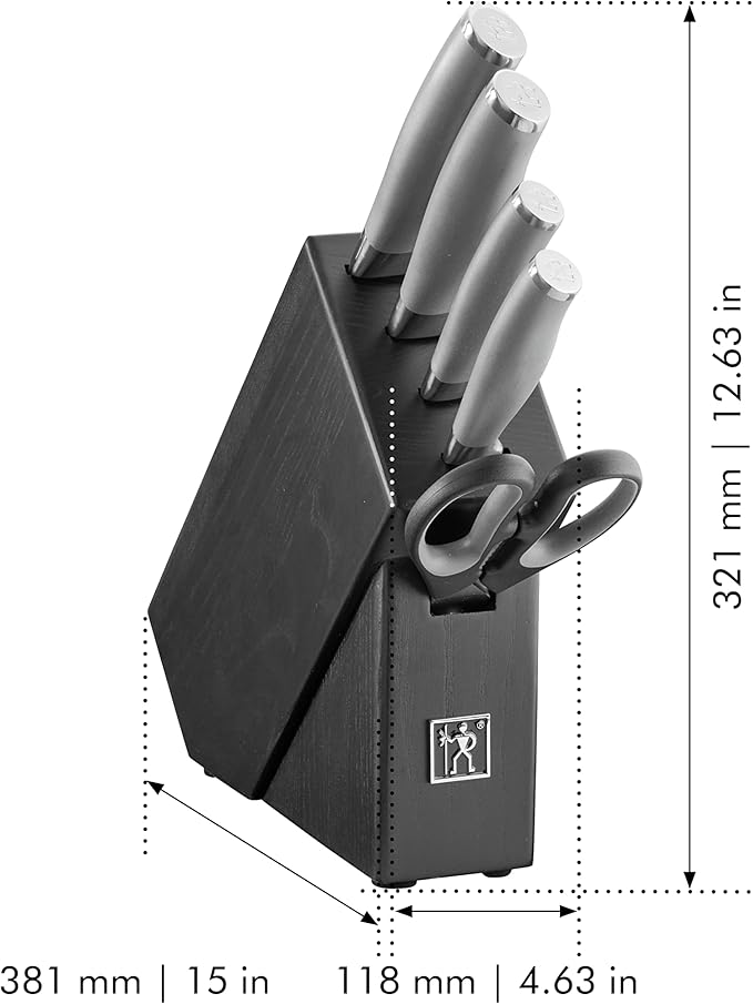 Henckels International Modernist 6-pc Knife Block Set | Paring Knife, Serrated Utility Knife, Utility Knife, Chef’s Knife & Kitchen Shears
