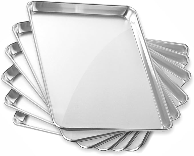 GRIDMANN 13" x 18" Commercial Grade Aluminum Cookie Sheet Baking Tray Jelly Roll Pan Half Sheet - 6 Pans